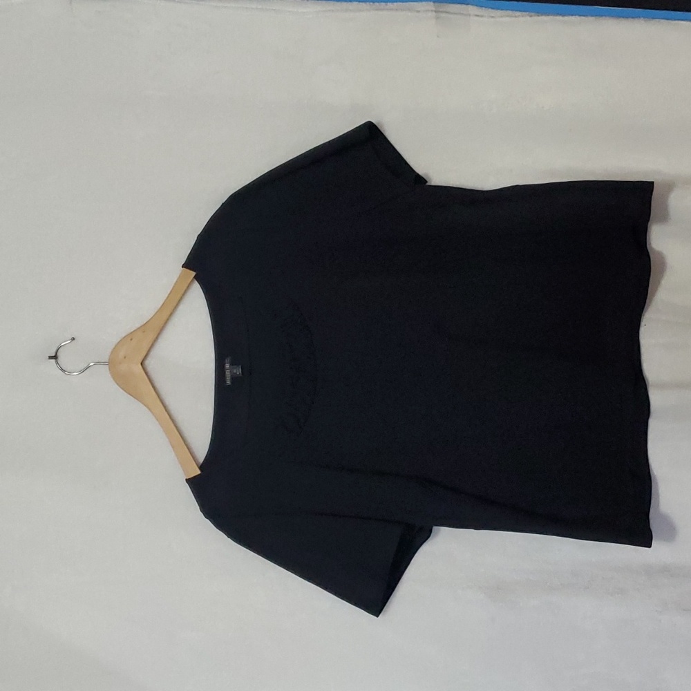 🏠 Lafayette 148 New York Black Short Sleeve Top Size 3X